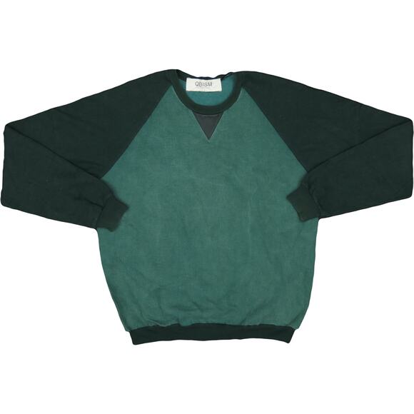 Qbism Quentin Nghiem Colorblock Canvas Denim Jersey Lambs Leather Sweatshirt - Picture 1 of 4